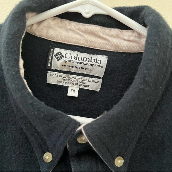 Columbia Navy Blue Men’s Wool Blend Button Down Shirt Jacket Size XXL - Picture 2 of 7